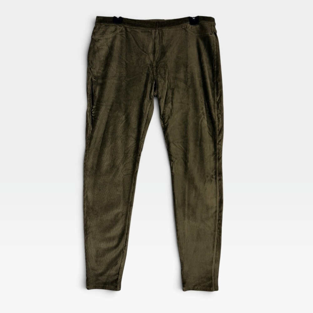 Hue Corduroy Leggings U13784 Women Large Oliver Green Stretch Skinny NWT